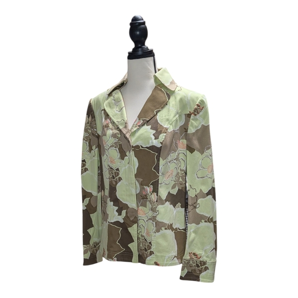 Ellen Tracy Green and Brown Floral Blazer - Picture 2 of 8